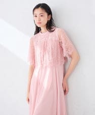 KBETF10159 a.v.v(アー・ヴェ・ヴェ) 【結婚式/お呼ばれに】レースドッキングワンピース ネイビー