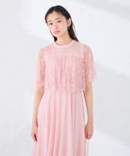 KBETF10159 a.v.v(アー・ヴェ・ヴェ) 【結婚式/お呼ばれに】レースドッキングワンピース ネイビー