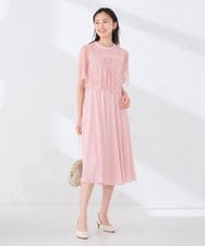 KBETF10159 a.v.v(アー・ヴェ・ヴェ) 【結婚式/お呼ばれに】レースドッキングワンピース ネイビー