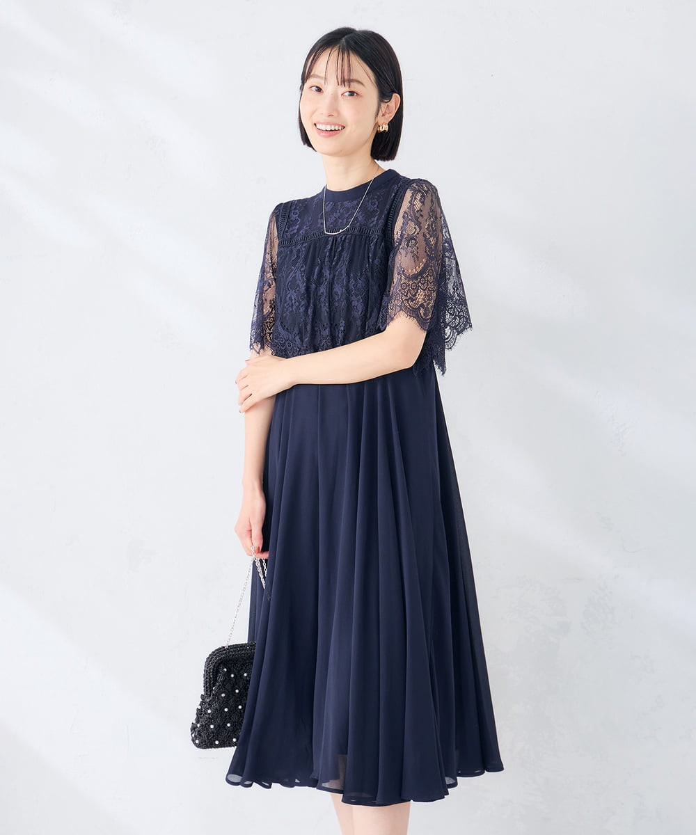 KBETF10159 a.v.v 【結婚式/お呼ばれに】レースドッキングワンピース