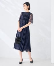 KBETF10159 a.v.v(アー・ヴェ・ヴェ) 【結婚式/お呼ばれに】レースドッキングワンピース ネイビー