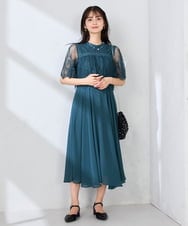 KBETF10159 a.v.v(アー・ヴェ・ヴェ) 【結婚式/お呼ばれに】レースドッキングワンピース ネイビー