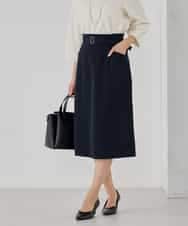 KBHCD01079 a.v.v(アー・ヴェ・ヴェ) 【洗える/ストレッチ/セットアップ対応】ダブルクロスタイトスカート ネイビー