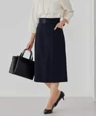 KBHCD01079 a.v.v(アー・ヴェ・ヴェ) 【洗える/ストレッチ/セットアップ対応】ダブルクロスタイトスカート ネイビー