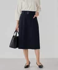 KBHCD01079 a.v.v(アー・ヴェ・ヴェ) 【洗える/ストレッチ/セットアップ対応】ダブルクロスタイトスカート ネイビー