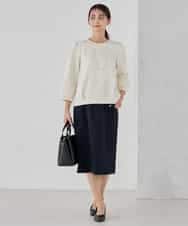 KBHCD01079 a.v.v(アー・ヴェ・ヴェ) 【洗える/ストレッチ/セットアップ対応】ダブルクロスタイトスカート ネイビー