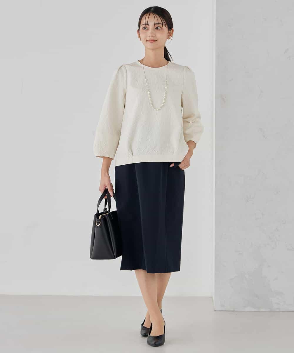 KBHCD01079 a.v.v(アー・ヴェ・ヴェ) 【洗える/ストレッチ/セットアップ対応】ダブルクロスタイトスカート ネイビー