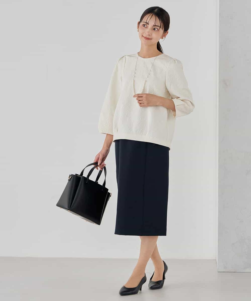 KBHCD01079 a.v.v(アー・ヴェ・ヴェ) 【洗える/ストレッチ/セットアップ対応】ダブルクロスタイトスカート ネイビー