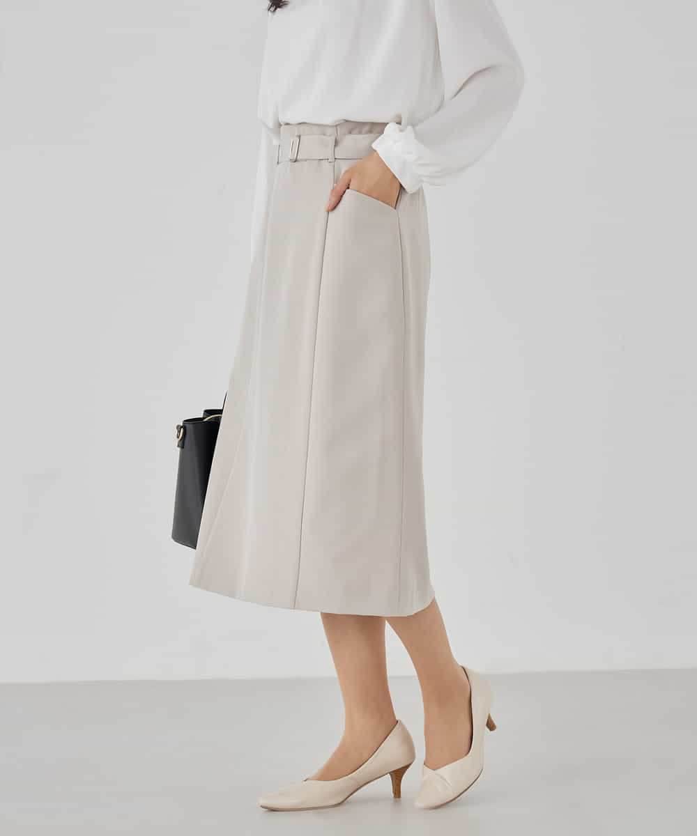 KBHCD01079 a.v.v(アー・ヴェ・ヴェ) 【洗える/ストレッチ/セットアップ対応】ダブルクロスタイトスカート ネイビー