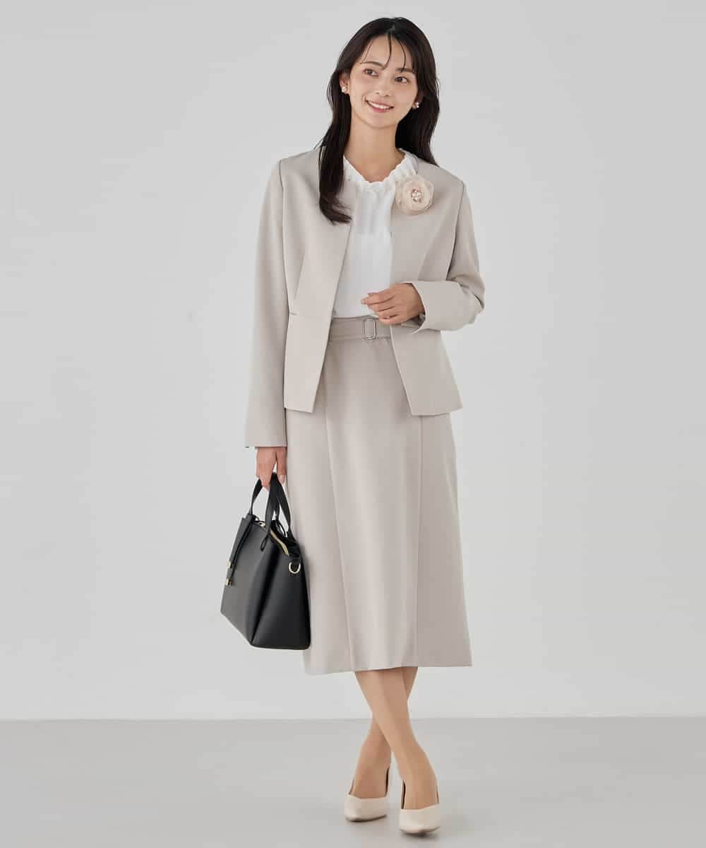 KBHCD01079 a.v.v(アー・ヴェ・ヴェ) 【洗える/ストレッチ/セットアップ対応】ダブルクロスタイトスカート ネイビー