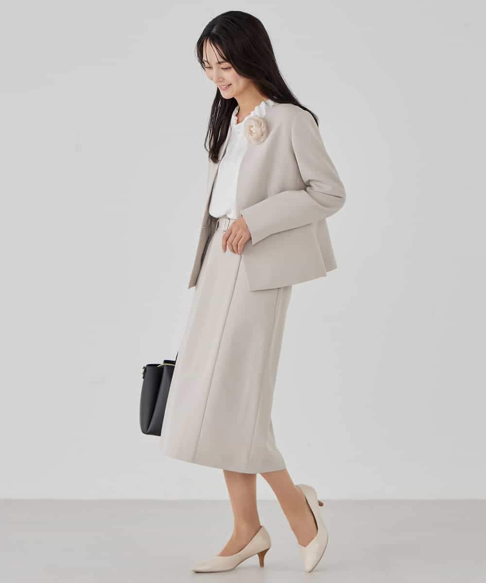 KBHCD01079 a.v.v(アー・ヴェ・ヴェ) 【洗える/ストレッチ/セットアップ対応】ダブルクロスタイトスカート ネイビー