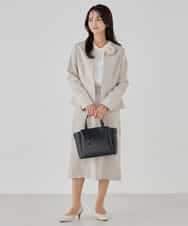 KBHCD01079 a.v.v(アー・ヴェ・ヴェ) 【洗える/ストレッチ/セットアップ対応】ダブルクロスタイトスカート ネイビー