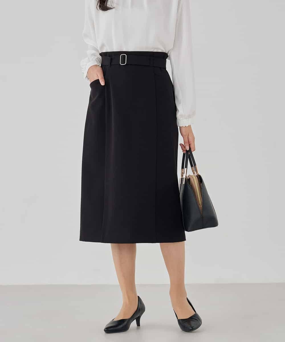 KBHCD01079 a.v.v(アー・ヴェ・ヴェ) 【洗える/ストレッチ/セットアップ対応】ダブルクロスタイトスカート ネイビー