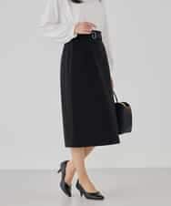 KBHCD01079 a.v.v(アー・ヴェ・ヴェ) 【洗える/ストレッチ/セットアップ対応】ダブルクロスタイトスカート ネイビー