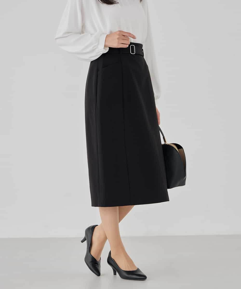 KBHCD01079 a.v.v(アー・ヴェ・ヴェ) 【洗える/ストレッチ/セットアップ対応】ダブルクロスタイトスカート ネイビー