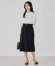 KBHCD01079 a.v.v(アー・ヴェ・ヴェ) 【洗える/ストレッチ/セットアップ対応】ダブルクロスタイトスカート ネイビー