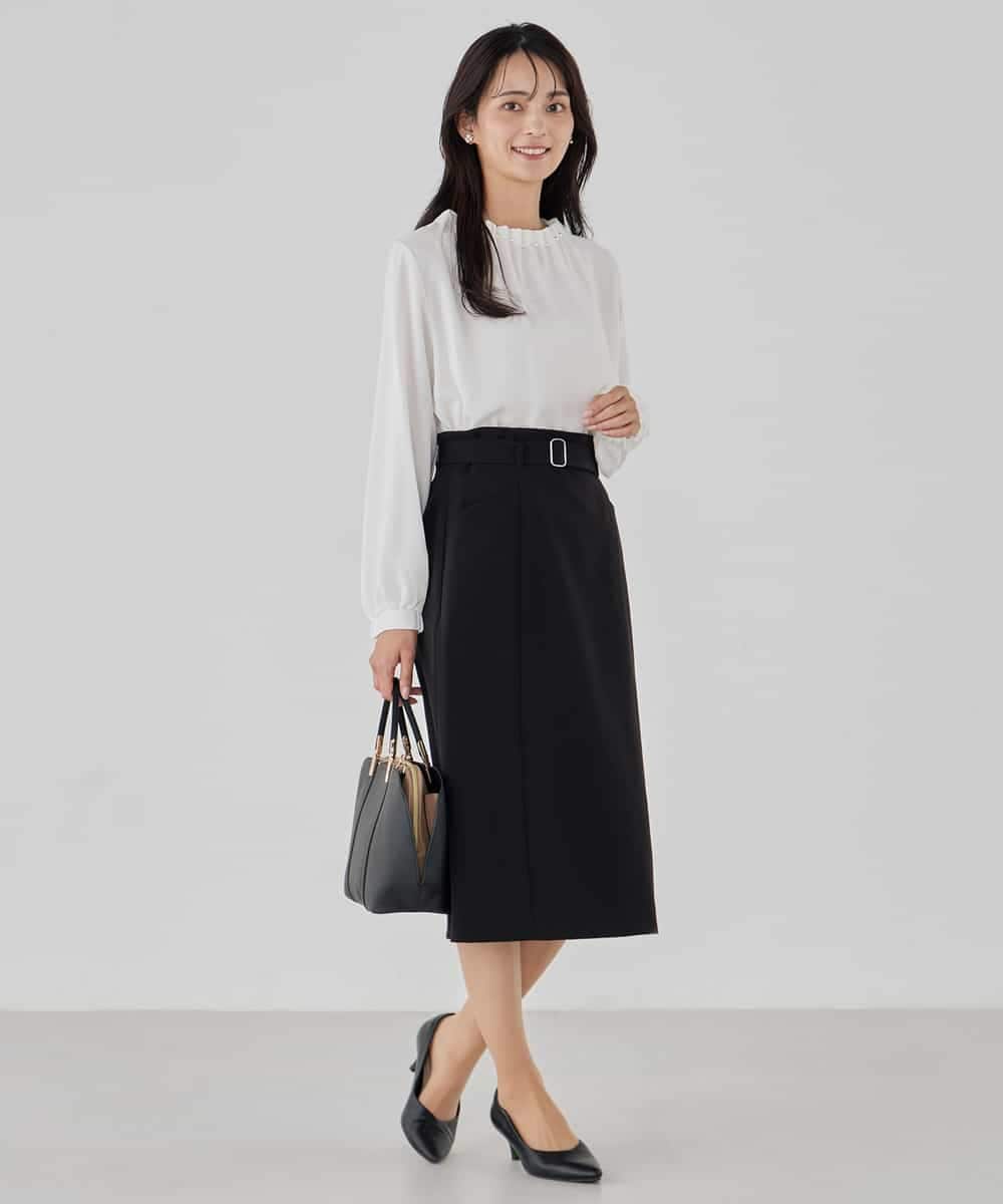 KBHCD01079 a.v.v(アー・ヴェ・ヴェ) 【洗える/ストレッチ/セットアップ対応】ダブルクロスタイトスカート ネイビー