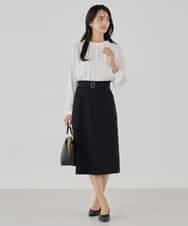 KBHCD01079 a.v.v(アー・ヴェ・ヴェ) 【洗える/ストレッチ/セットアップ対応】ダブルクロスタイトスカート ネイビー