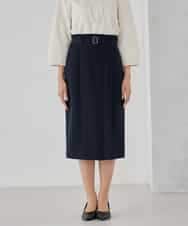KBHCD01079 a.v.v(アー・ヴェ・ヴェ) 【洗える/ストレッチ/セットアップ対応】ダブルクロスタイトスカート ネイビー