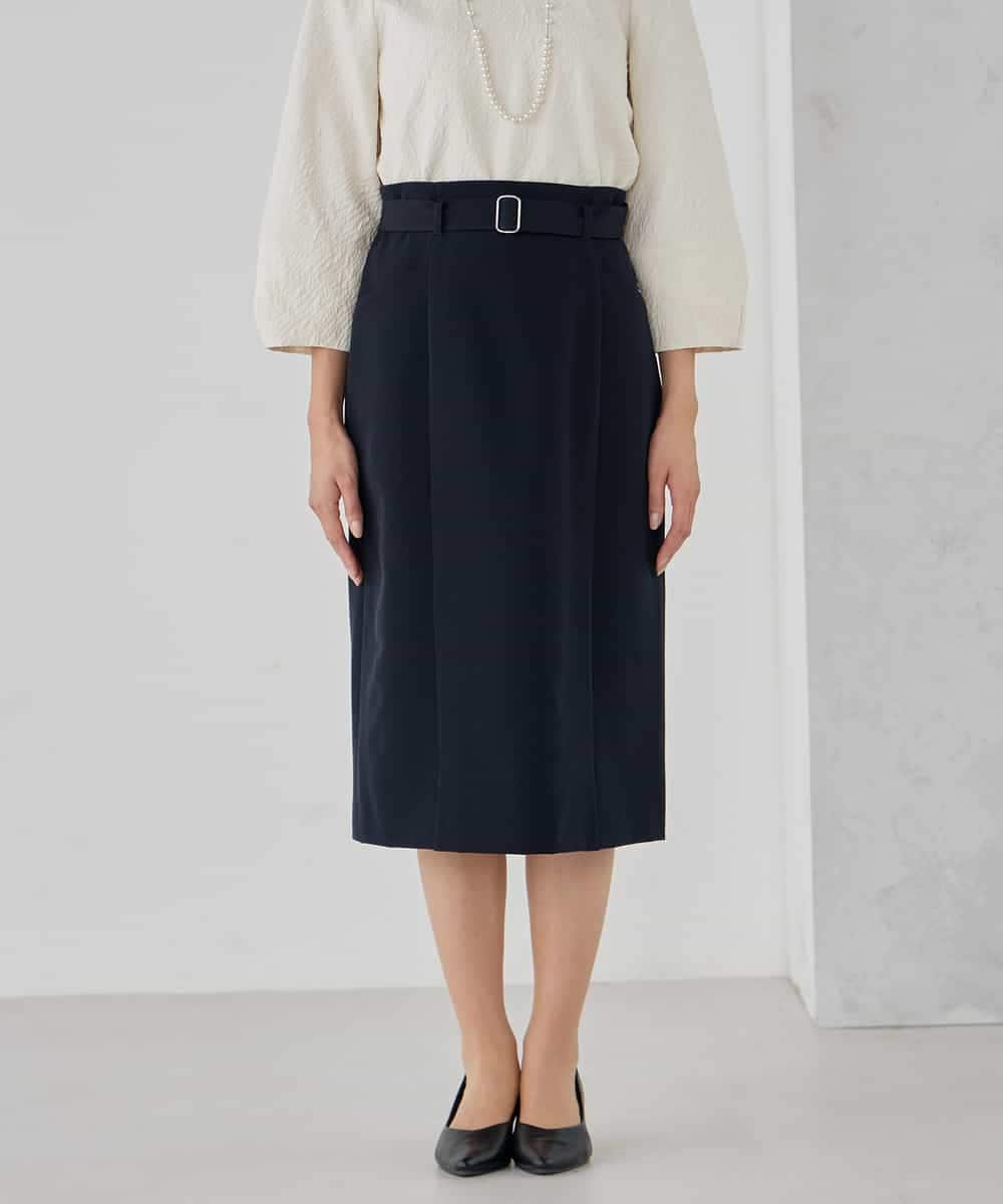 KBHCD01079 a.v.v(アー・ヴェ・ヴェ) 【洗える/ストレッチ/セットアップ対応】ダブルクロスタイトスカート ネイビー