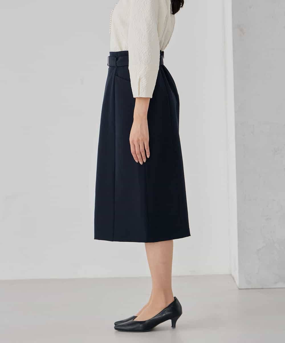 KBHCD01079 a.v.v(アー・ヴェ・ヴェ) 【洗える/ストレッチ/セットアップ対応】ダブルクロスタイトスカート ネイビー
