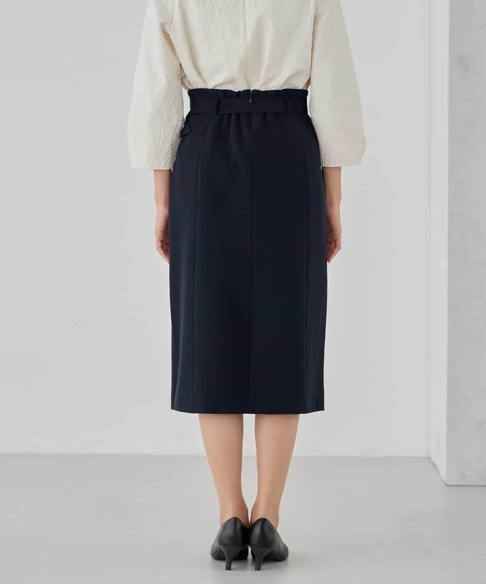 KBHCD01079 a.v.v(アー・ヴェ・ヴェ) 【洗える/ストレッチ/セットアップ対応】ダブルクロスタイトスカート ネイビー