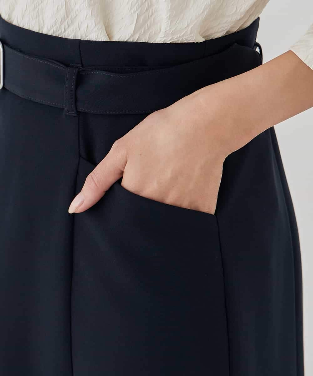 KBHCD01079 a.v.v(アー・ヴェ・ヴェ) 【洗える/ストレッチ/セットアップ対応】ダブルクロスタイトスカート ネイビー