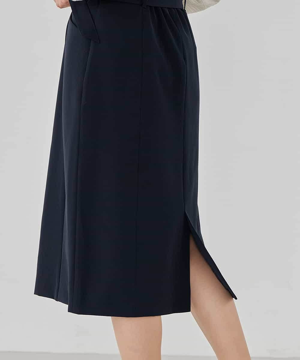 KBHCD01079 a.v.v(アー・ヴェ・ヴェ) 【洗える/ストレッチ/セットアップ対応】ダブルクロスタイトスカート ネイビー