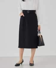 KBHCD01079 a.v.v(アー・ヴェ・ヴェ) 【洗える/ストレッチ/セットアップ対応】ダブルクロスタイトスカート ブラック