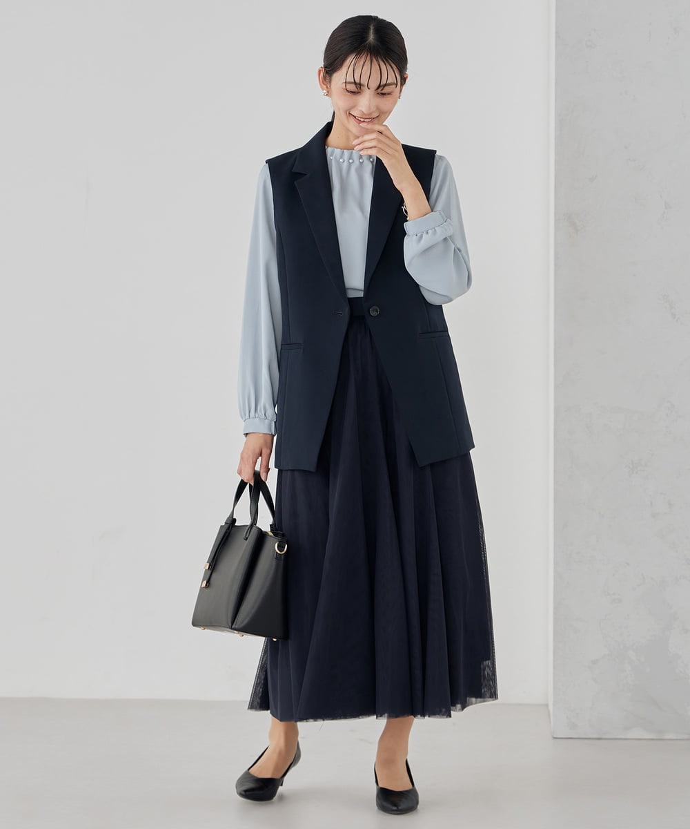 KBHCD02069 a.v.v(アー・ヴェ・ヴェ) 【洗える】チュールマーメイドスカート ブラック