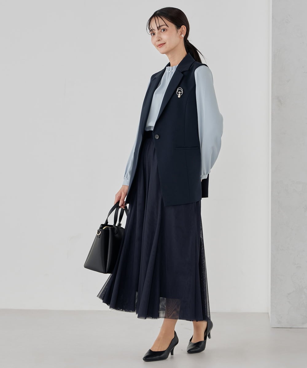 KBHCD02069 a.v.v(アー・ヴェ・ヴェ) 【洗える】チュールマーメイドスカート ブラック