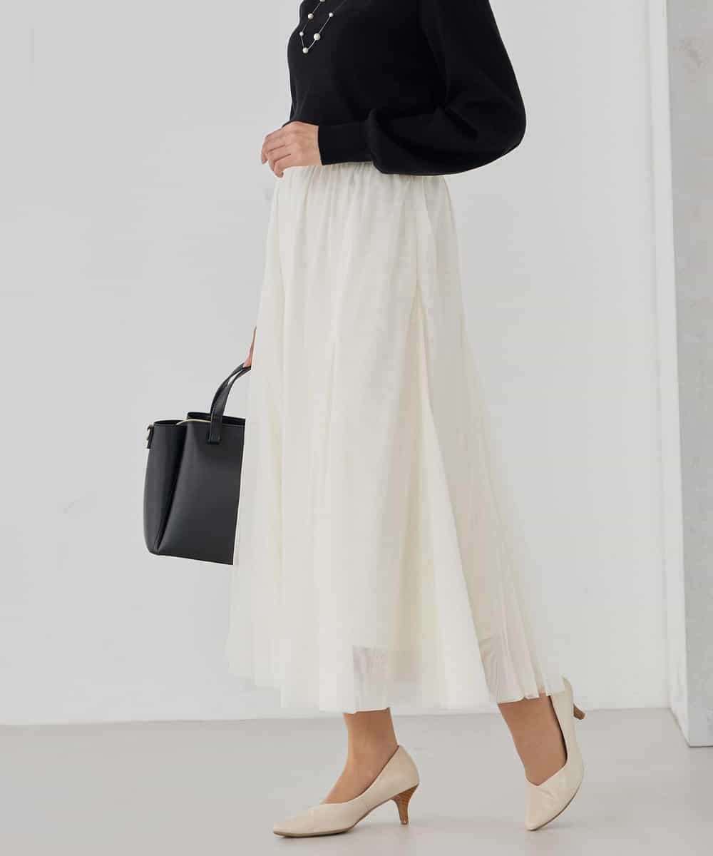 KBHCD02069 a.v.v(アー・ヴェ・ヴェ) 【洗える】チュールマーメイドスカート ブラック