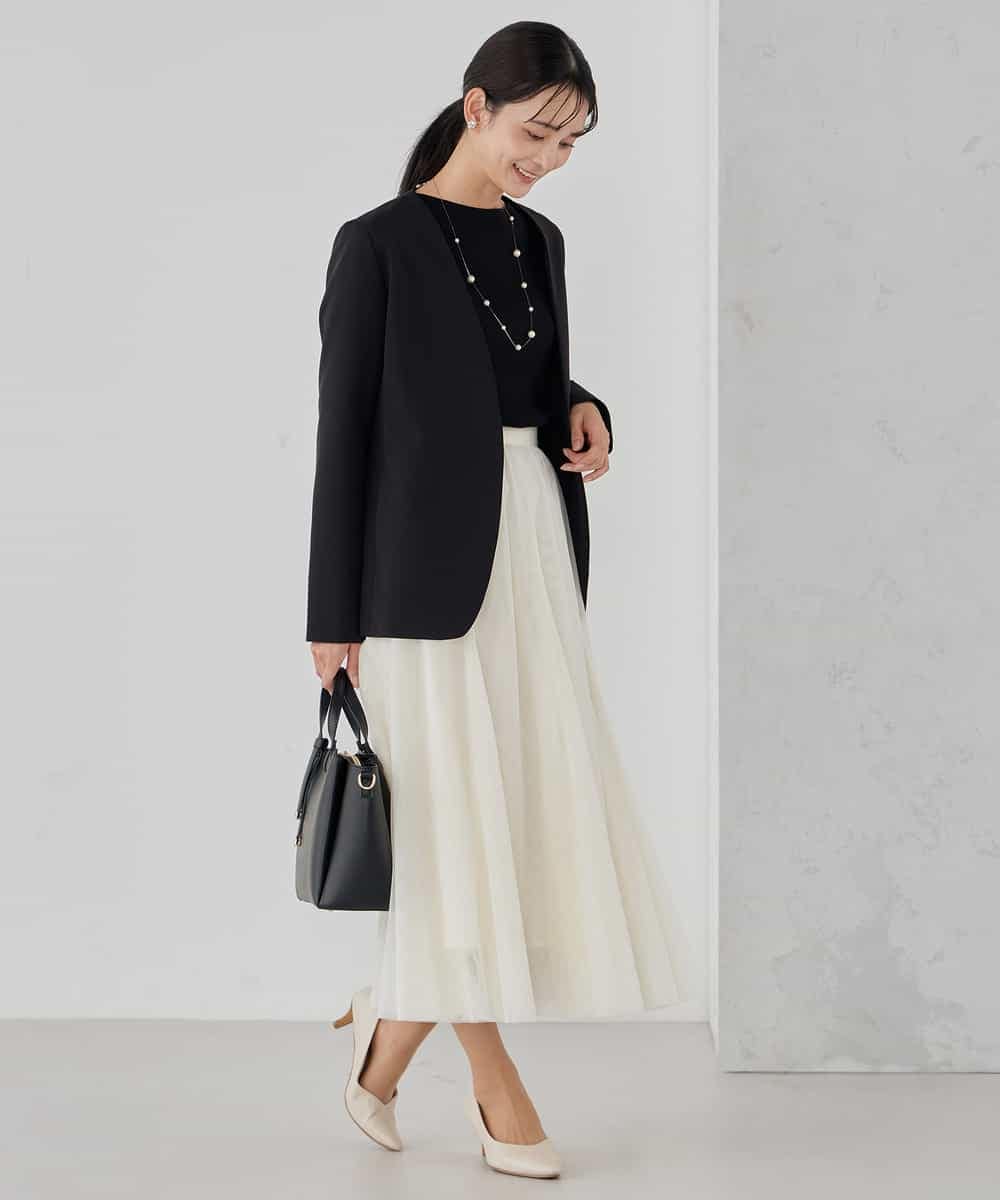 KBHCD02069 a.v.v(アー・ヴェ・ヴェ) 【洗える】チュールマーメイドスカート ブラック