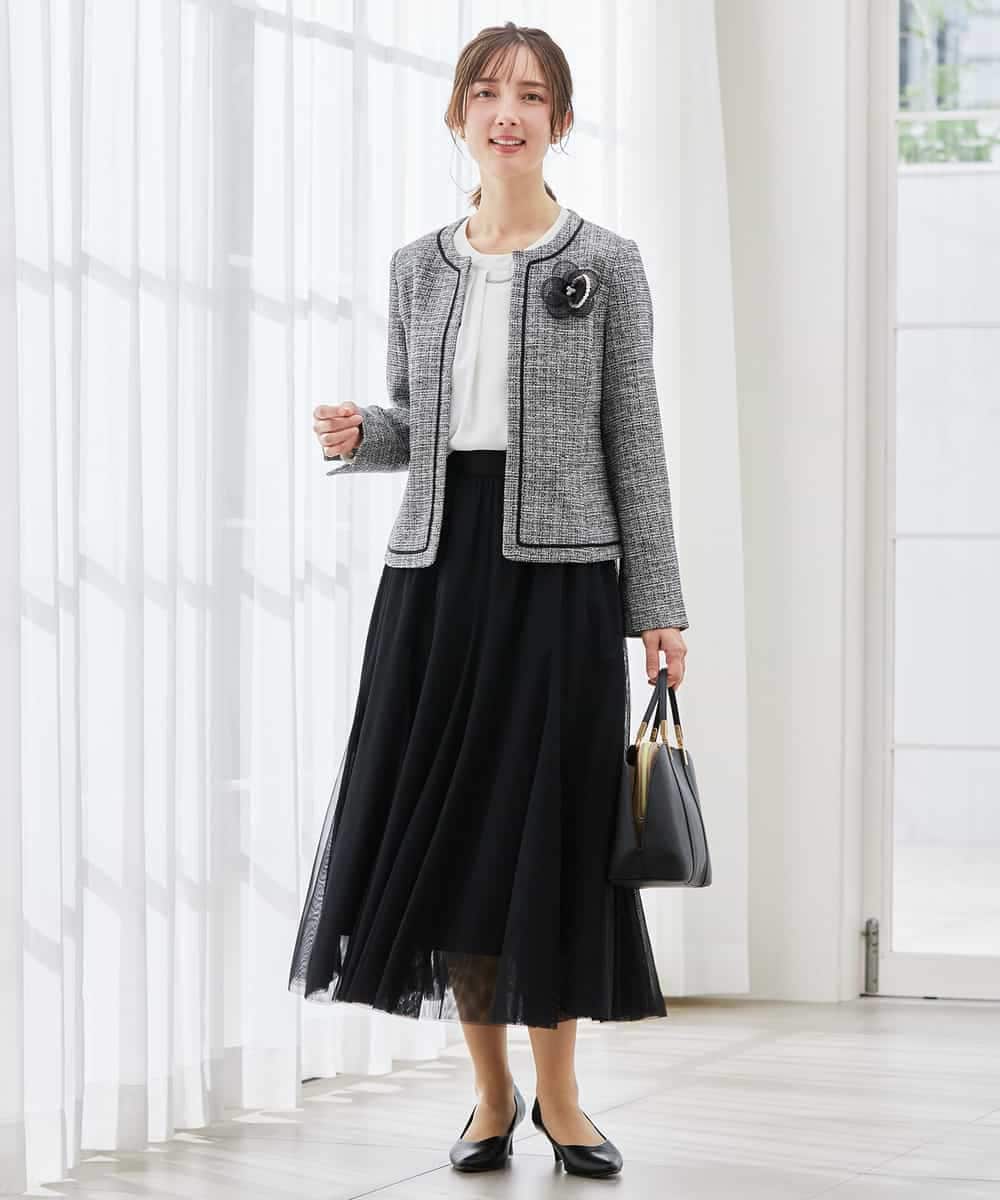 KBHCD02069 a.v.v(アー・ヴェ・ヴェ) 【洗える】チュールマーメイドスカート ブラック