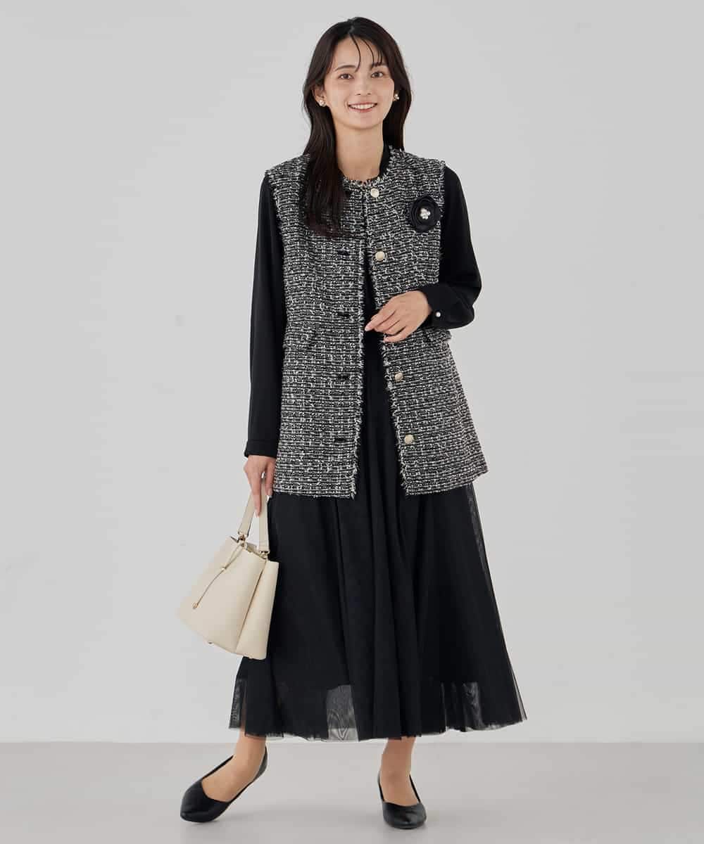 KBHCD02069 a.v.v(アー・ヴェ・ヴェ) 【洗える】チュールマーメイドスカート ブラック