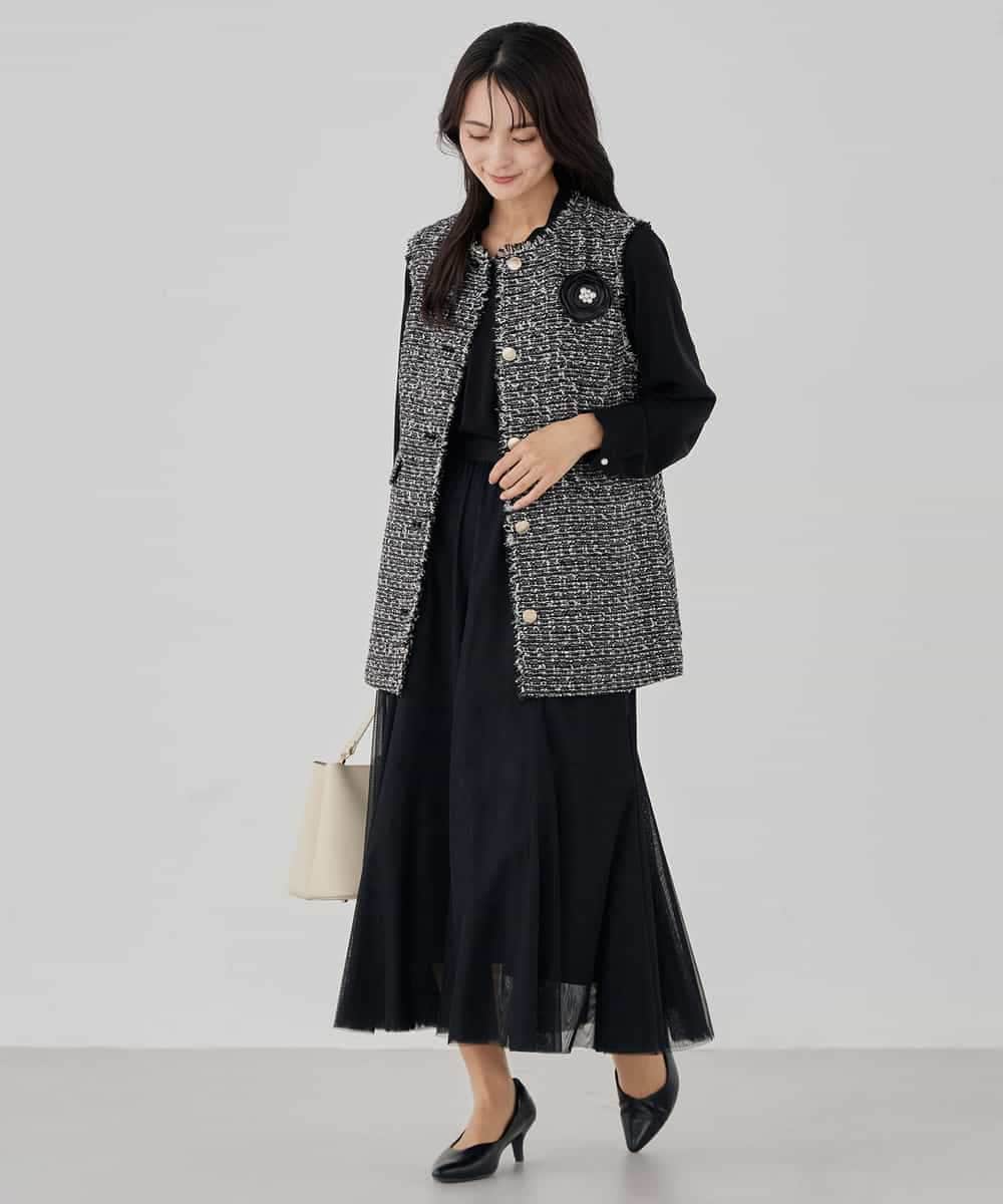 KBHCD02069 a.v.v(アー・ヴェ・ヴェ) 【洗える】チュールマーメイドスカート ブラック