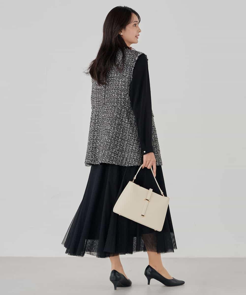 KBHCD02069 a.v.v(アー・ヴェ・ヴェ) 【洗える】チュールマーメイドスカート ブラック