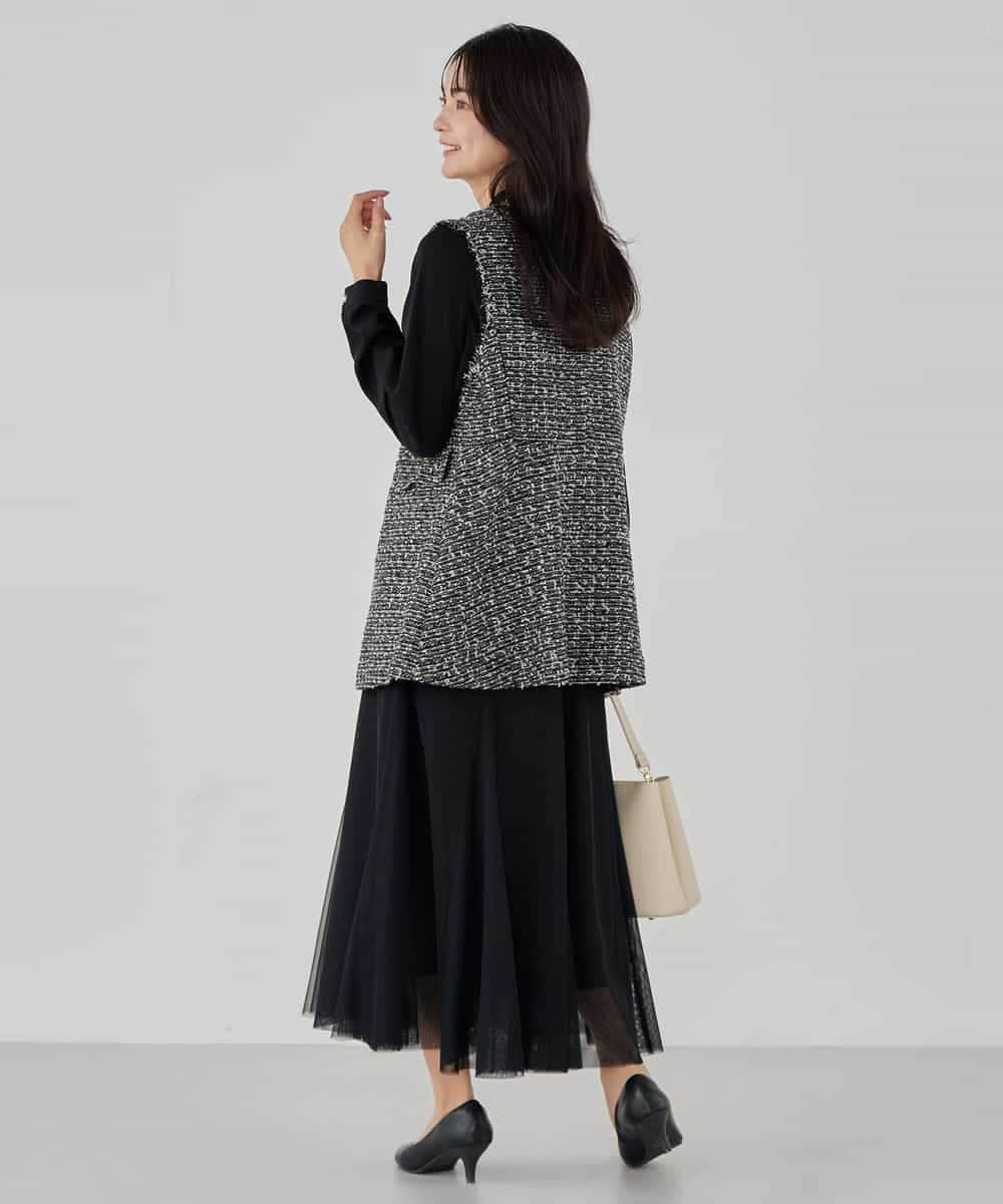 KBHCD02069 a.v.v(アー・ヴェ・ヴェ) 【洗える】チュールマーメイドスカート ブラック