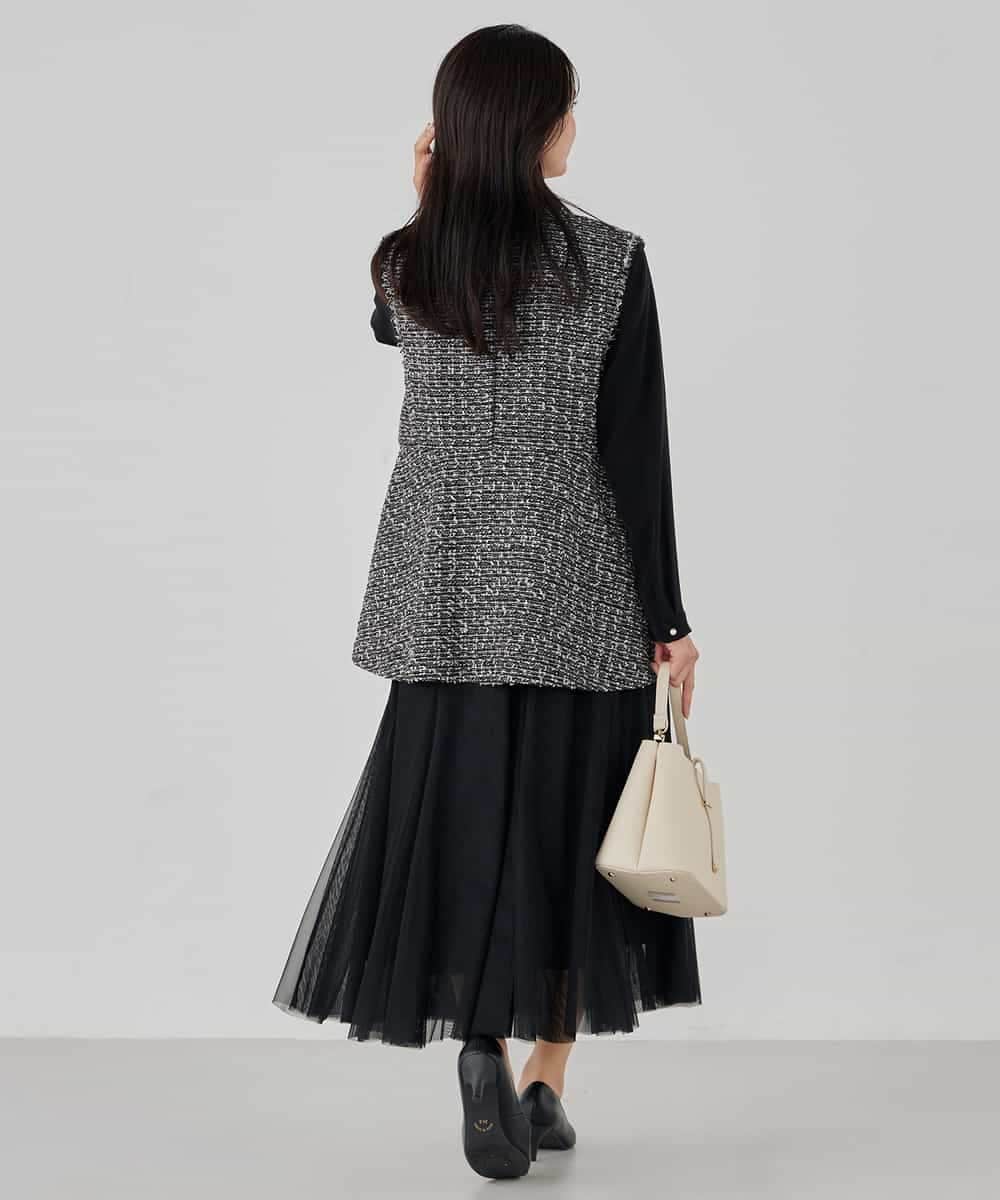 KBHCD02069 a.v.v(アー・ヴェ・ヴェ) 【洗える】チュールマーメイドスカート ブラック