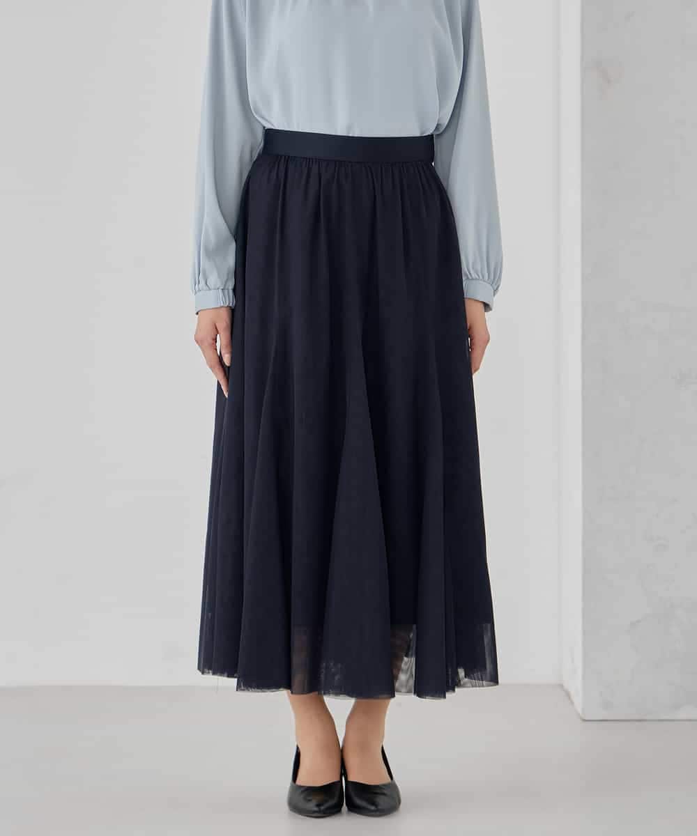 KBHCD02069 a.v.v(アー・ヴェ・ヴェ) 【洗える】チュールマーメイドスカート ブラック