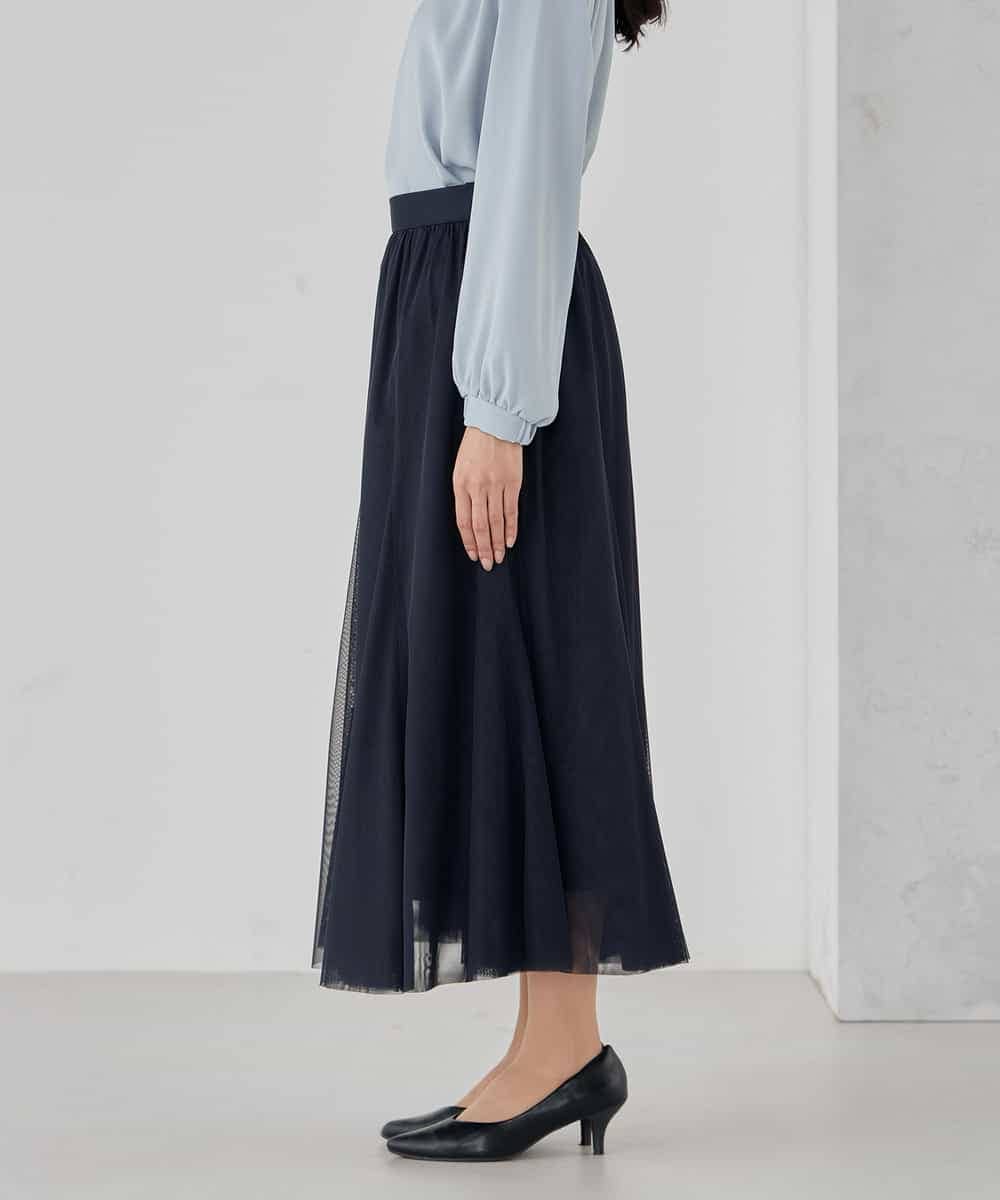 KBHCD02069 a.v.v(アー・ヴェ・ヴェ) 【洗える】チュールマーメイドスカート ブラック