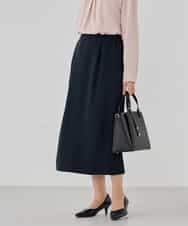 KBHCD03069 a.v.v(アー・ヴェ・ヴェ) サテンナロースカート【洗える/速乾/毛玉になりにくい/イージーケア】 ブラック