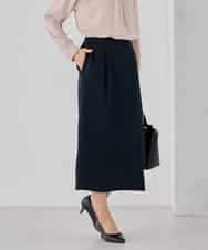 KBHCD03069 a.v.v(アー・ヴェ・ヴェ) サテンナロースカート【洗える/速乾/毛玉になりにくい/イージーケア】 ブラック