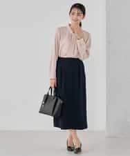 KBHCD03069 a.v.v(アー・ヴェ・ヴェ) サテンナロースカート【洗える/速乾/毛玉になりにくい/イージーケア】 ブラック