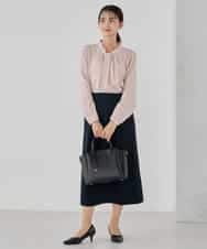 KBHCD03069 a.v.v(アー・ヴェ・ヴェ) サテンナロースカート【洗える/速乾/毛玉になりにくい/イージーケア】 ブラック