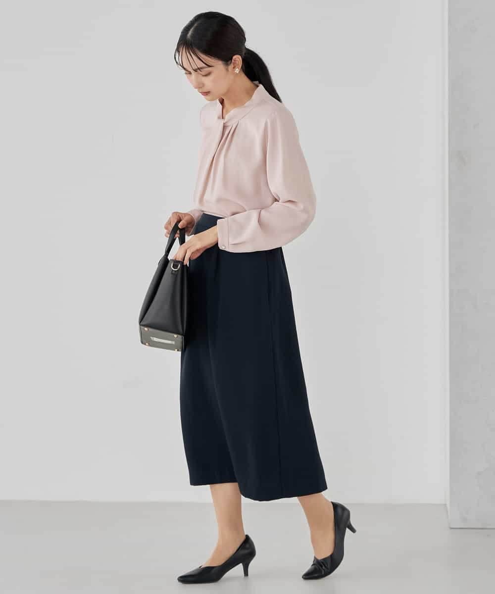 KBHCD03069 a.v.v(アー・ヴェ・ヴェ) サテンナロースカート【洗える/速乾/毛玉になりにくい/イージーケア】 ブラック