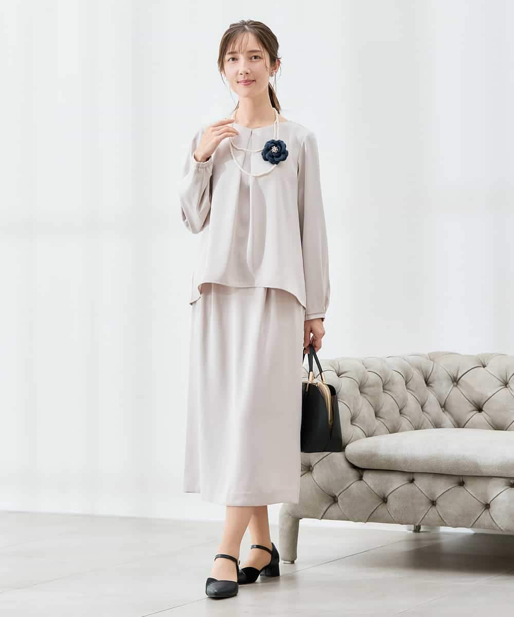 KBHCD03069 a.v.v(アー・ヴェ・ヴェ) サテンナロースカート【洗える/速乾/毛玉になりにくい/イージーケア】 ブラック