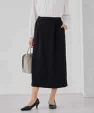 KBHCD03069 a.v.v(アー・ヴェ・ヴェ) サテンナロースカート【洗える/速乾/毛玉になりにくい/イージーケア】 ブラック