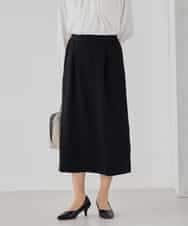KBHCD03069 a.v.v(アー・ヴェ・ヴェ) サテンナロースカート【洗える/速乾/毛玉になりにくい/イージーケア】 ブラック