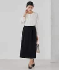 KBHCD03069 a.v.v(アー・ヴェ・ヴェ) サテンナロースカート【洗える/速乾/毛玉になりにくい/イージーケア】 ブラック